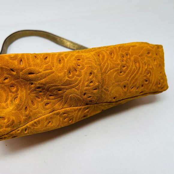 Laura Di Maggio Hand Tooled Leather Clutch Bag Italy Wrist Gold - Picture 5 of 9